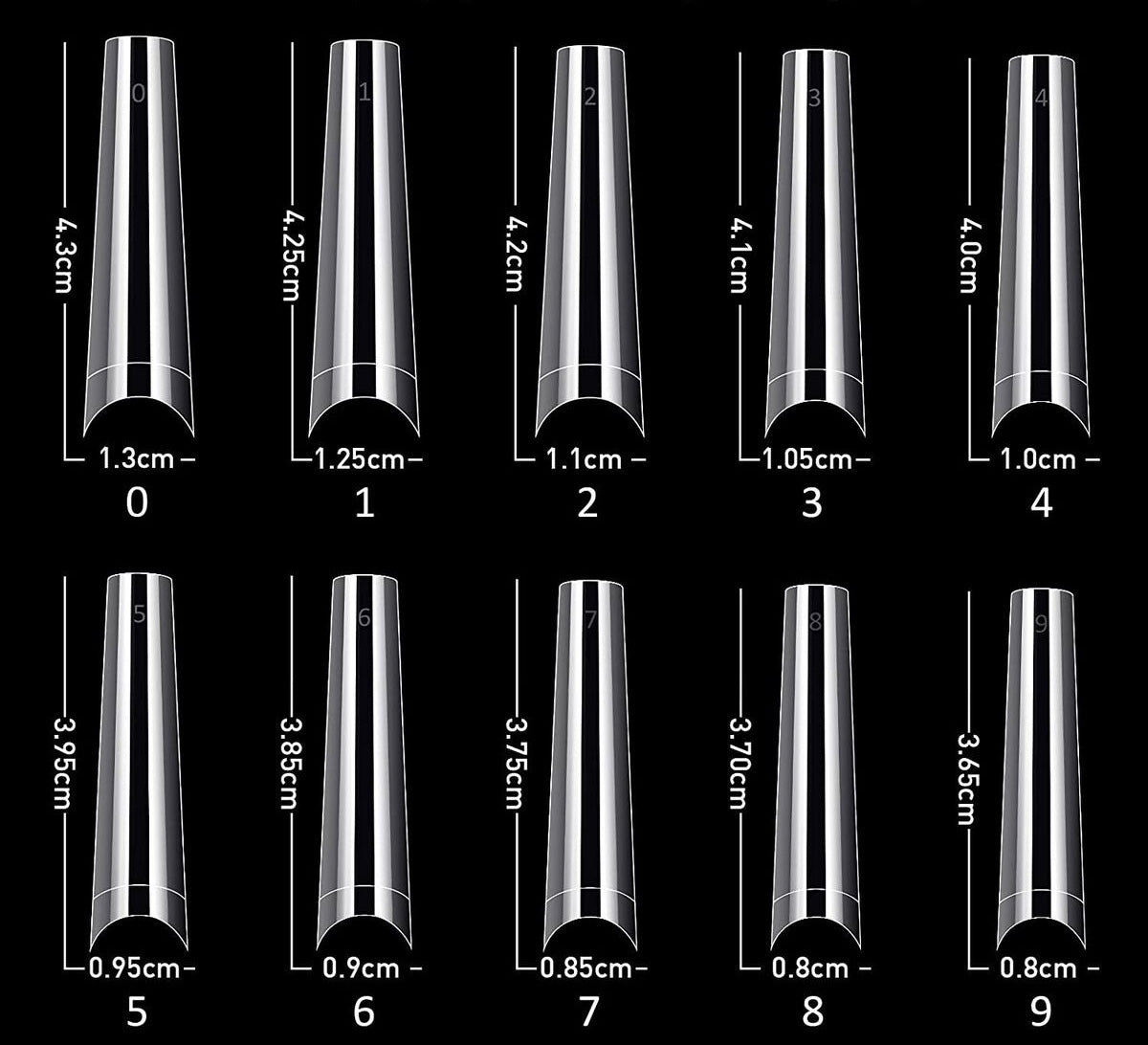 Refill XXL Clear Coffin Tips Size 4-5-6-7 (500PCS)