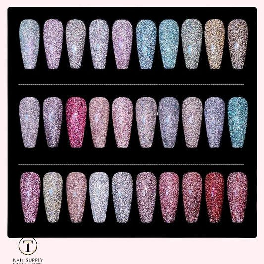 DIAMOND REFLECTIVE GLITTER 30 COLORS GEL SET